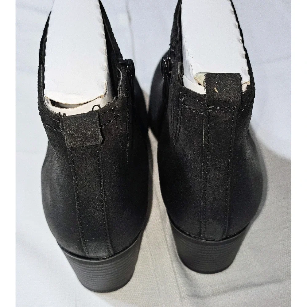 Rockport‎ Dorset Black Leather Ankle Boots Block Heel Side Zip CH0205 Womens 8.5